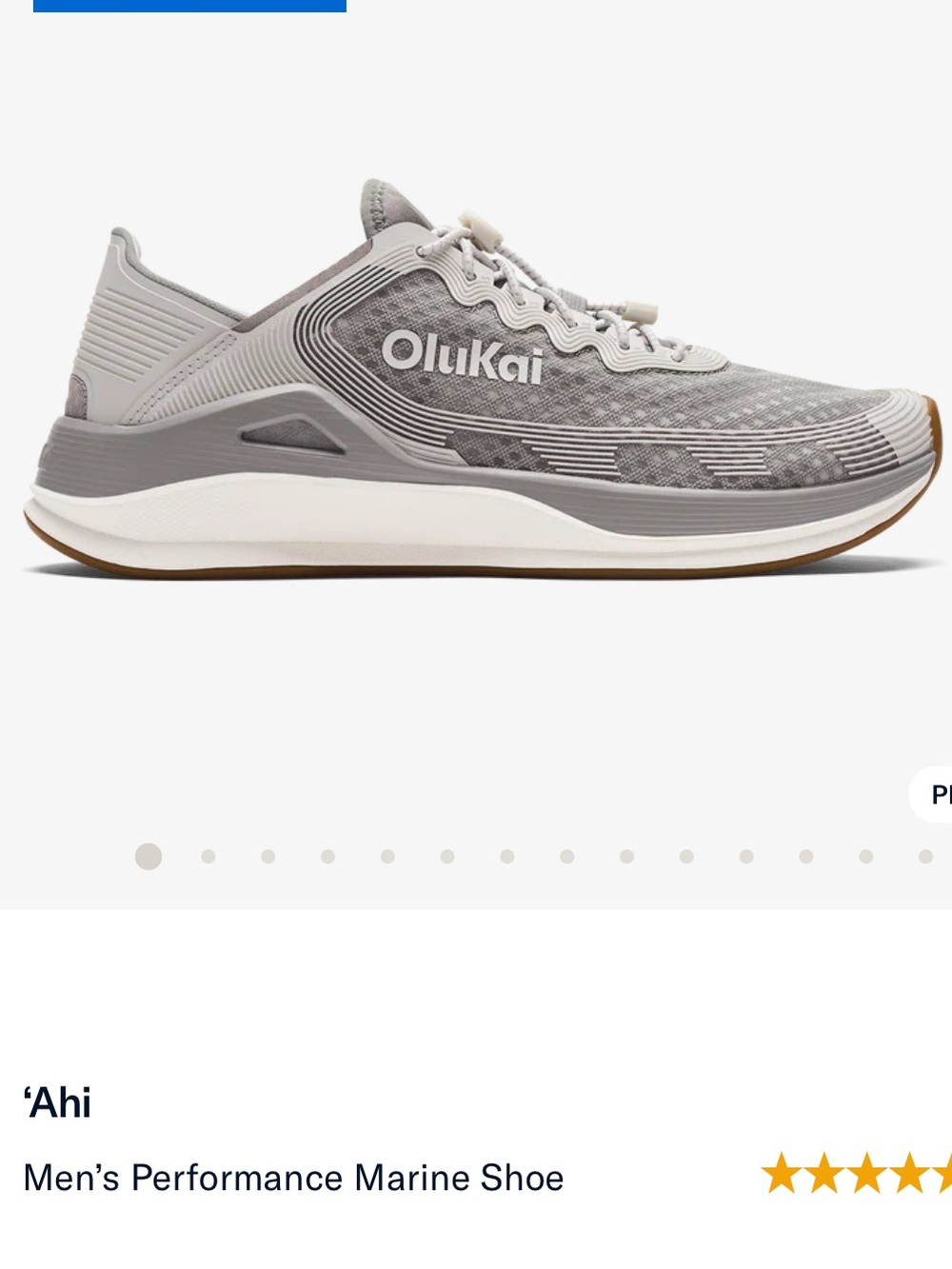 OluKai Ahi Men's Performance Sneaker in Light Gray and White